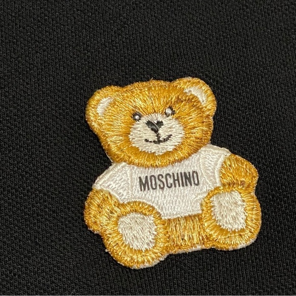 Moschino Couture Men's Teddy Bear Patch Polo Shirt Black Short Sleeve Sz 42 NWT - Picture 11 of 11